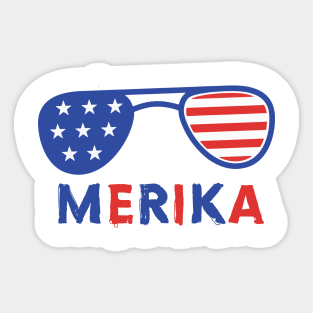 Merika 4th of July Patriotic American Flag Sticker